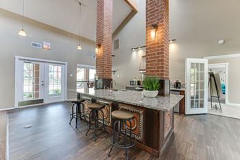 Kitchen with a bar area